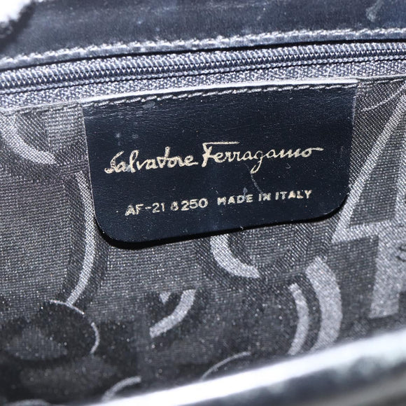 Salvatore Ferragamo Vala Shoulder Bag Leather Black Gold Auth gh1917