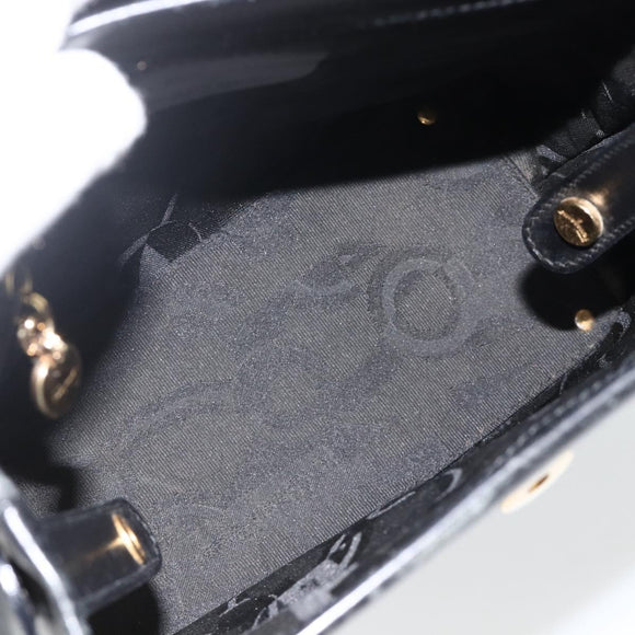 Salvatore Ferragamo Vala Shoulder Bag Leather Black Gold Auth gh1917