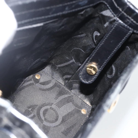 Salvatore Ferragamo Vala Shoulder Bag Leather Black Gold Auth gh1917