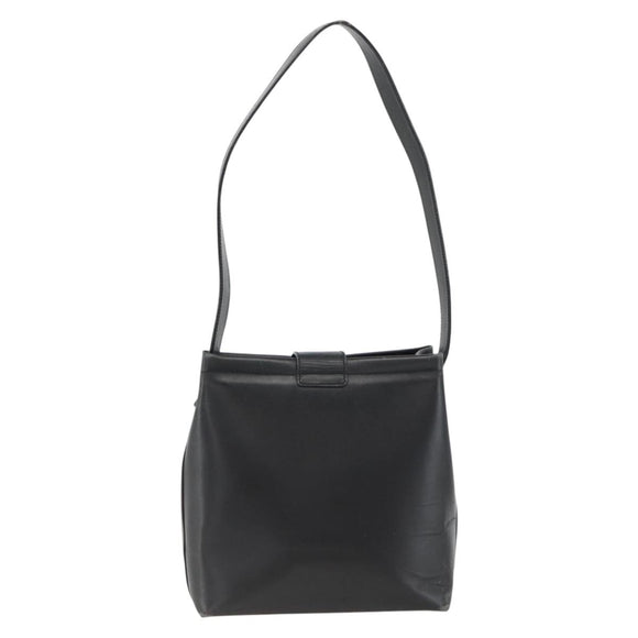 Salvatore Ferragamo Vala Shoulder Bag Leather Black Gold Auth gh1917