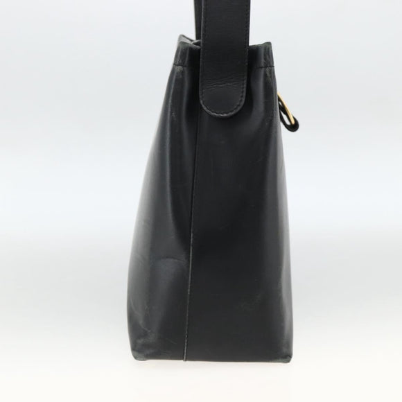 Salvatore Ferragamo Vala Shoulder Bag Leather Black Gold Auth gh1917