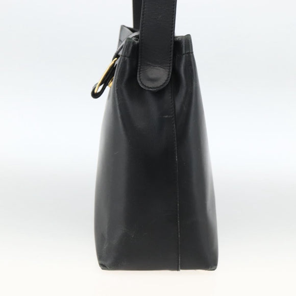 Salvatore Ferragamo Vala Shoulder Bag Leather Black Gold Auth gh1917