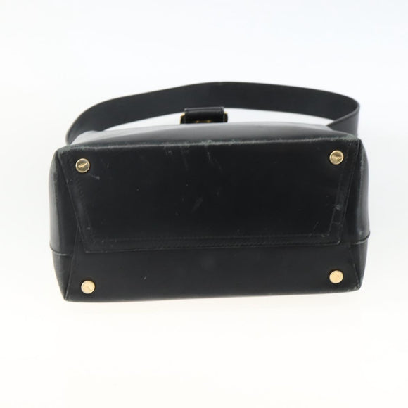 Salvatore Ferragamo Vala Shoulder Bag Leather Black Gold Auth gh1917