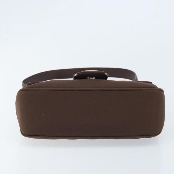 Salvatore Ferragamo Vala Shoulder Bag Nylon Brown Silver Auth gh1918