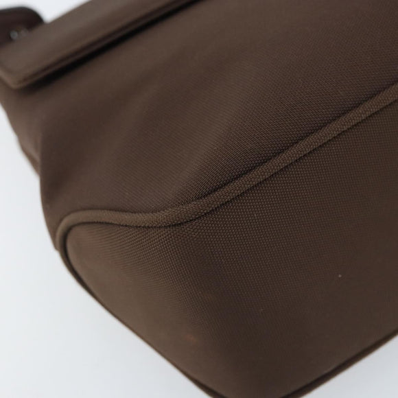 Salvatore Ferragamo Vala Shoulder Bag Nylon Brown Silver Auth gh1918