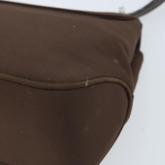 Salvatore Ferragamo Vala Shoulder Bag Nylon Brown Silver Auth gh1918
