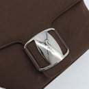 Salvatore Ferragamo Vala Shoulder Bag Nylon Brown Silver Auth gh1918-14