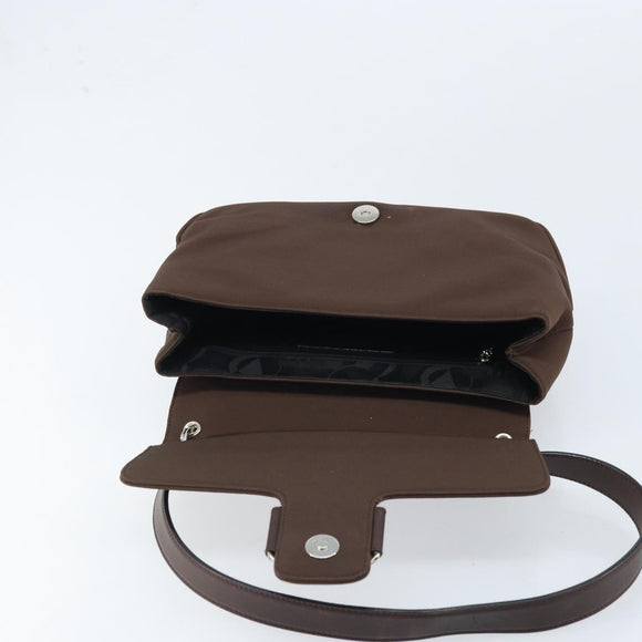 Salvatore Ferragamo Vala Shoulder Bag Nylon Brown Silver Auth gh1918