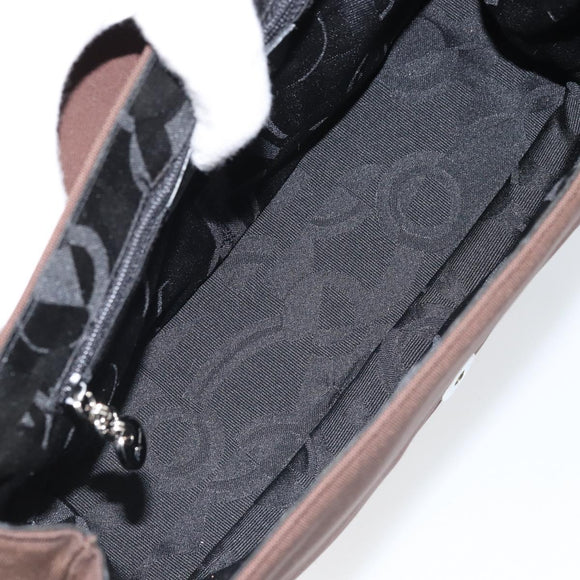 Salvatore Ferragamo Vala Shoulder Bag Nylon Brown Silver Auth gh1918