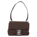 Salvatore Ferragamo Vala Shoulder Bag Nylon Brown Silver Auth gh1918-2