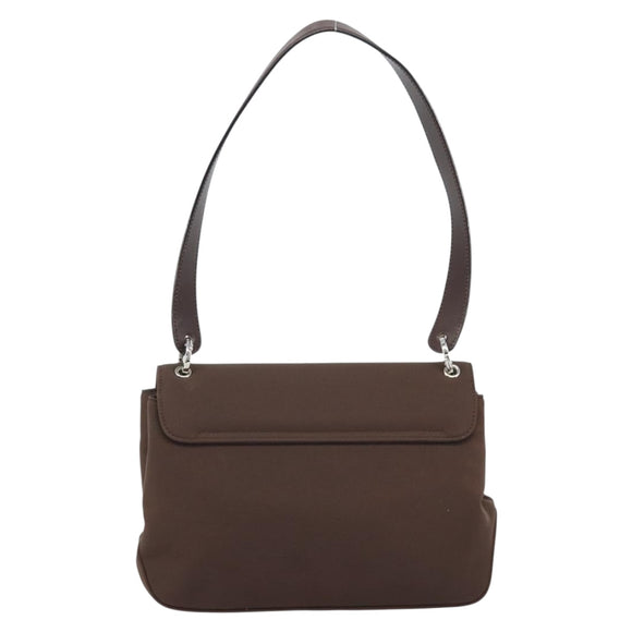 Salvatore Ferragamo Vala Shoulder Bag Nylon Brown Silver Auth gh1918