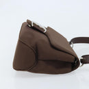 Salvatore Ferragamo Vala Shoulder Bag Nylon Brown Silver Auth gh1918-4