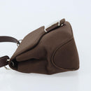 Salvatore Ferragamo Vala Shoulder Bag Nylon Brown Silver Auth gh1918-5