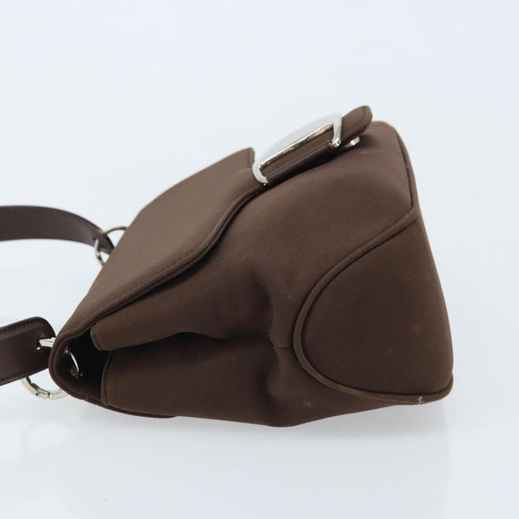 Salvatore Ferragamo Vala Shoulder Bag Nylon Brown Silver Auth gh1918