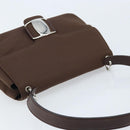 Salvatore Ferragamo Vala Shoulder Bag Nylon Brown Silver Auth gh1918-6
