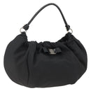 Salvatore Ferragamo Vala Hand Bag Nylon Black Silver Auth gh1920-1