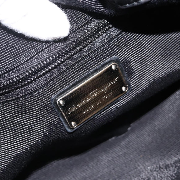 Salvatore Ferragamo Vala Hand Bag Nylon Black Silver Auth gh1920