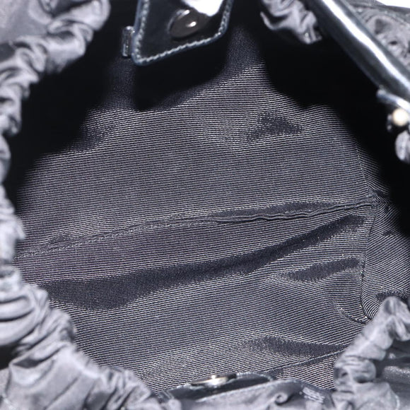 Salvatore Ferragamo Vala Hand Bag Nylon Black Silver Auth gh1920