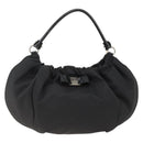 Salvatore Ferragamo Vala Hand Bag Nylon Black Silver Auth gh1920-13