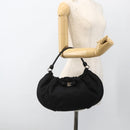 Salvatore Ferragamo Vala Hand Bag Nylon Black Silver Auth gh1920-22