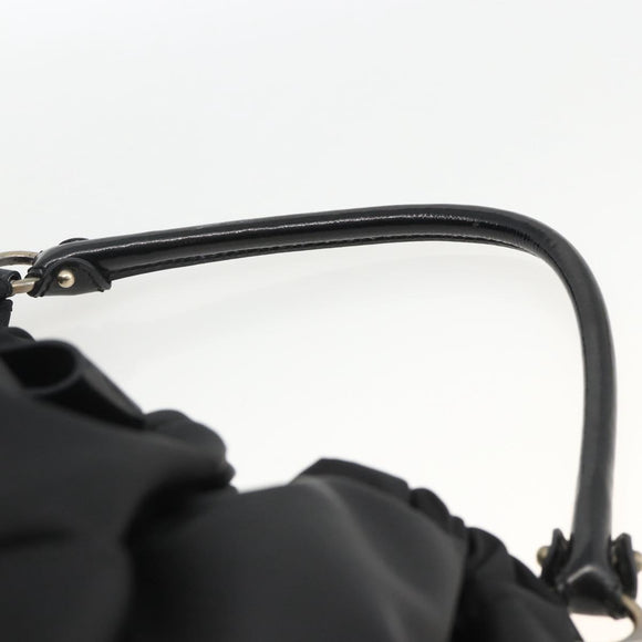 Salvatore Ferragamo Vala Hand Bag Nylon Black Silver Auth gh1920