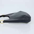 Salvatore Ferragamo Gancini Shoulder Bag Leather Navy Gold Auth gh1923-4