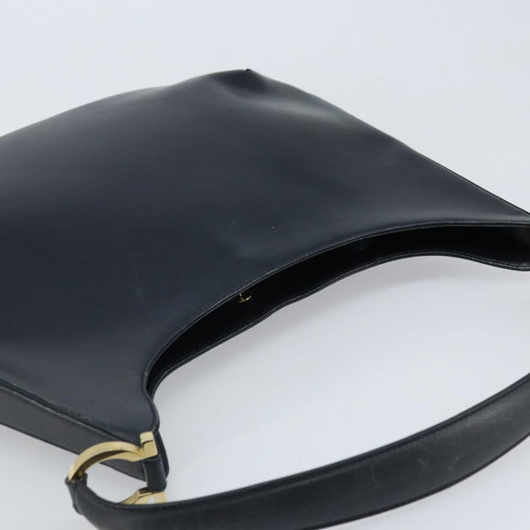 Salvatore Ferragamo Gancini Shoulder Bag Leather Navy Gold Auth gh1923