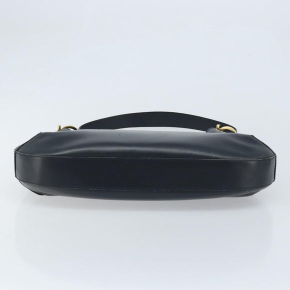 Salvatore Ferragamo Gancini Shoulder Bag Leather Navy Gold Auth gh1923