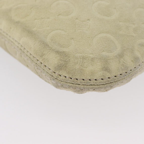 CELINE C Macadam Canvas Shoulder Bag Suede Beige Gold Auth gh1924