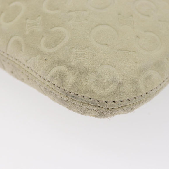 CELINE C Macadam Canvas Shoulder Bag Suede Beige Gold Auth gh1924