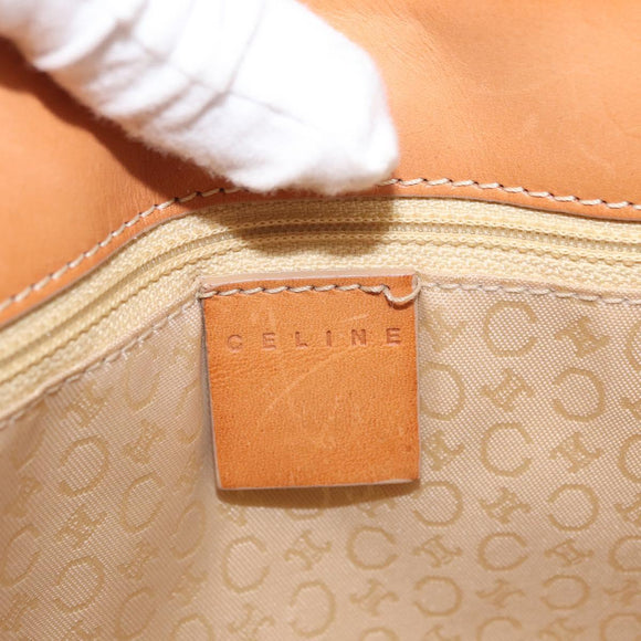 CELINE C Macadam Canvas Shoulder Bag Suede Beige Gold Auth gh1924