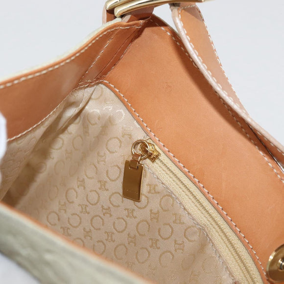 CELINE C Macadam Canvas Shoulder Bag Suede Beige Gold Auth gh1924