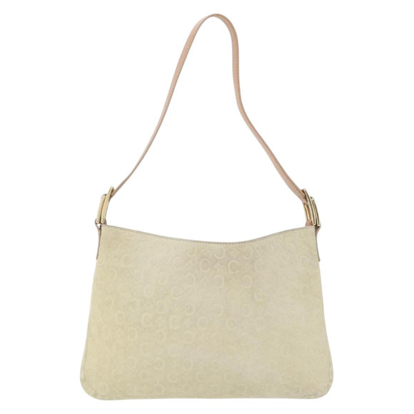CELINE C Macadam Canvas Shoulder Bag Suede Beige Gold Auth gh1924