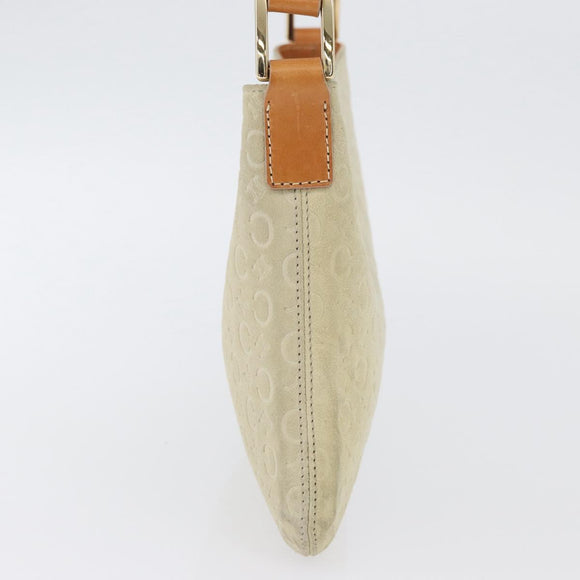 CELINE C Macadam Canvas Shoulder Bag Suede Beige Gold Auth gh1924