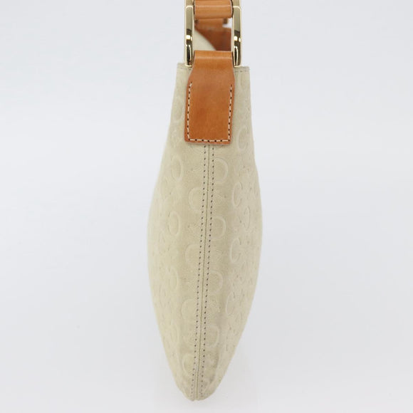 CELINE C Macadam Canvas Shoulder Bag Suede Beige Gold Auth gh1924