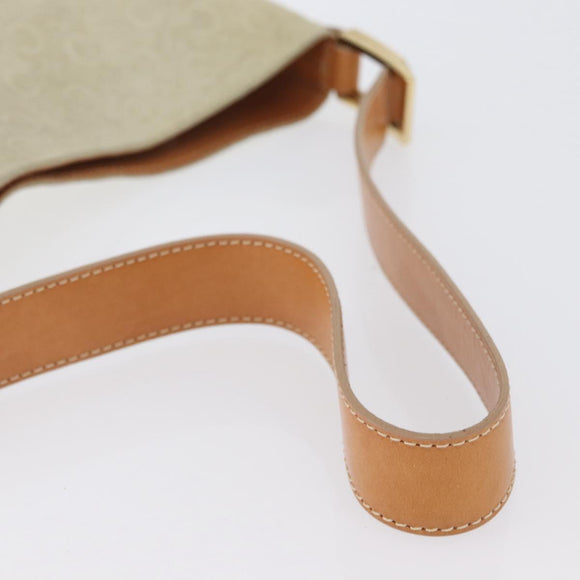 CELINE C Macadam Canvas Shoulder Bag Suede Beige Gold Auth gh1924
