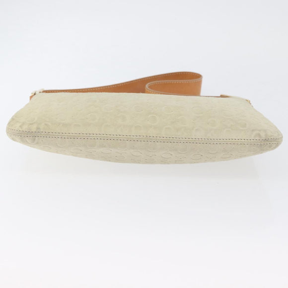 CELINE C Macadam Canvas Shoulder Bag Suede Beige Gold Auth gh1924
