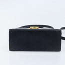 Salvatore Ferragamo Gancini Hand Bag Leather 2way Navy Gold Auth gh1925-5