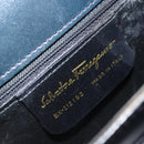 Salvatore Ferragamo Gancini Hand Bag Leather 2way Navy Gold Auth gh1925-12