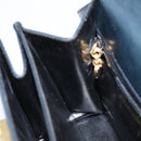 Salvatore Ferragamo Gancini Hand Bag Leather 2way Navy Gold Auth gh1925-22