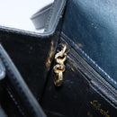 Salvatore Ferragamo Gancini Hand Bag Leather 2way Navy Gold Auth gh1925-23