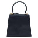 Salvatore Ferragamo Gancini Hand Bag Leather 2way Navy Gold Auth gh1925-2