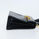 Salvatore Ferragamo Gancini Hand Bag Leather 2way Navy Gold Auth gh1925-3