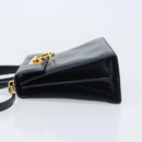 Salvatore Ferragamo Gancini Hand Bag Leather 2way Navy Gold Auth gh1925-4