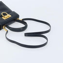 Salvatore Ferragamo Gancini Hand Bag Leather 2way Navy Gold Auth gh1925-8