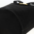 Salvatore Ferragamo Vala Hand Bag Suede Black Gold Auth gh1926-10