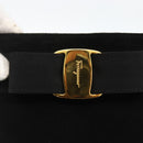 Salvatore Ferragamo Vala Hand Bag Suede Black Gold Auth gh1926-14