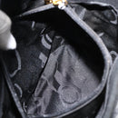 Salvatore Ferragamo Vala Hand Bag Suede Black Gold Auth gh1926-16