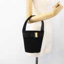 Salvatore Ferragamo Vala Hand Bag Suede Black Gold Auth gh1926-22
