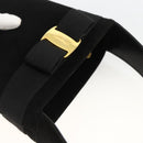 Salvatore Ferragamo Vala Hand Bag Suede Black Gold Auth gh1926-6